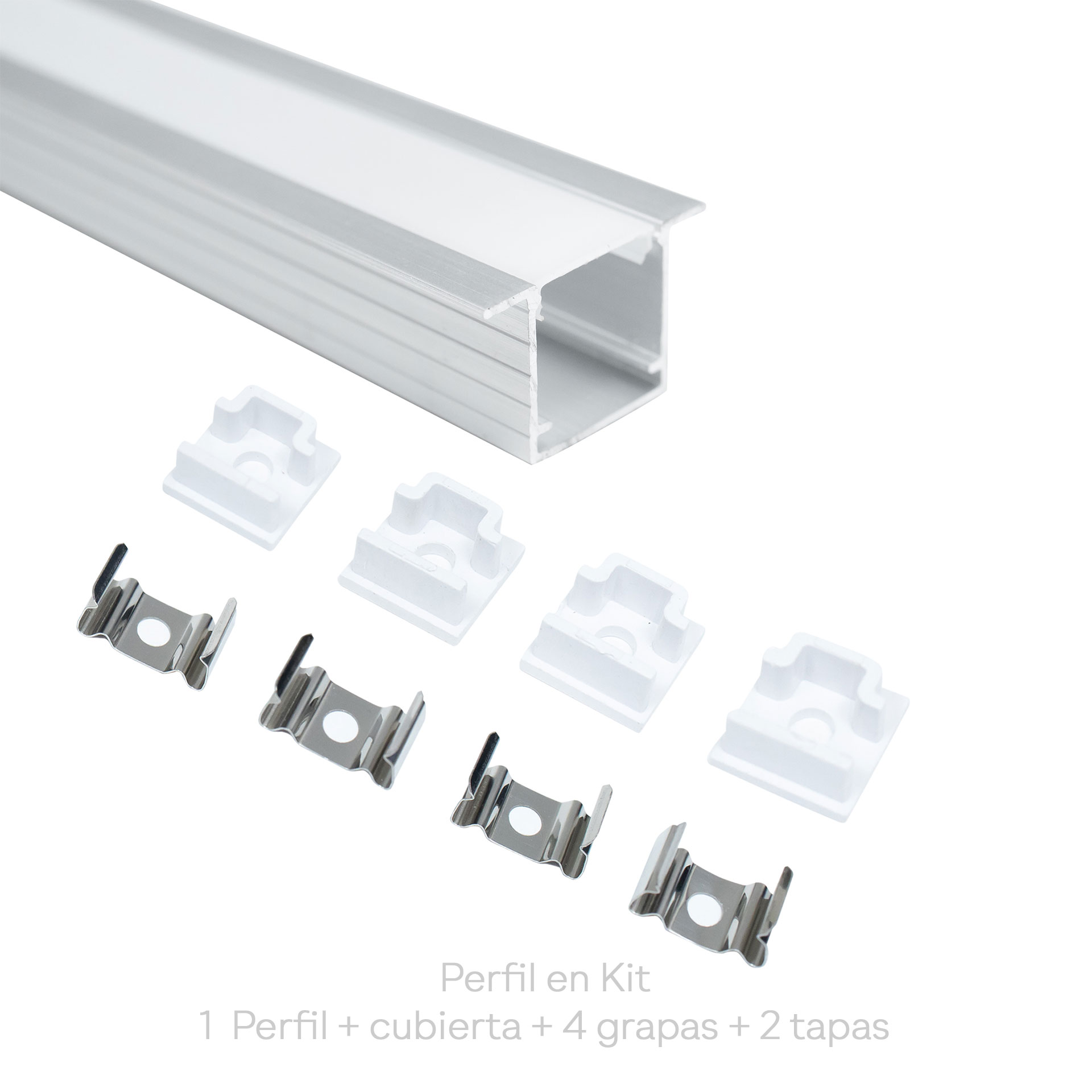 KIT de perfil lineal para empotrar color aluminio