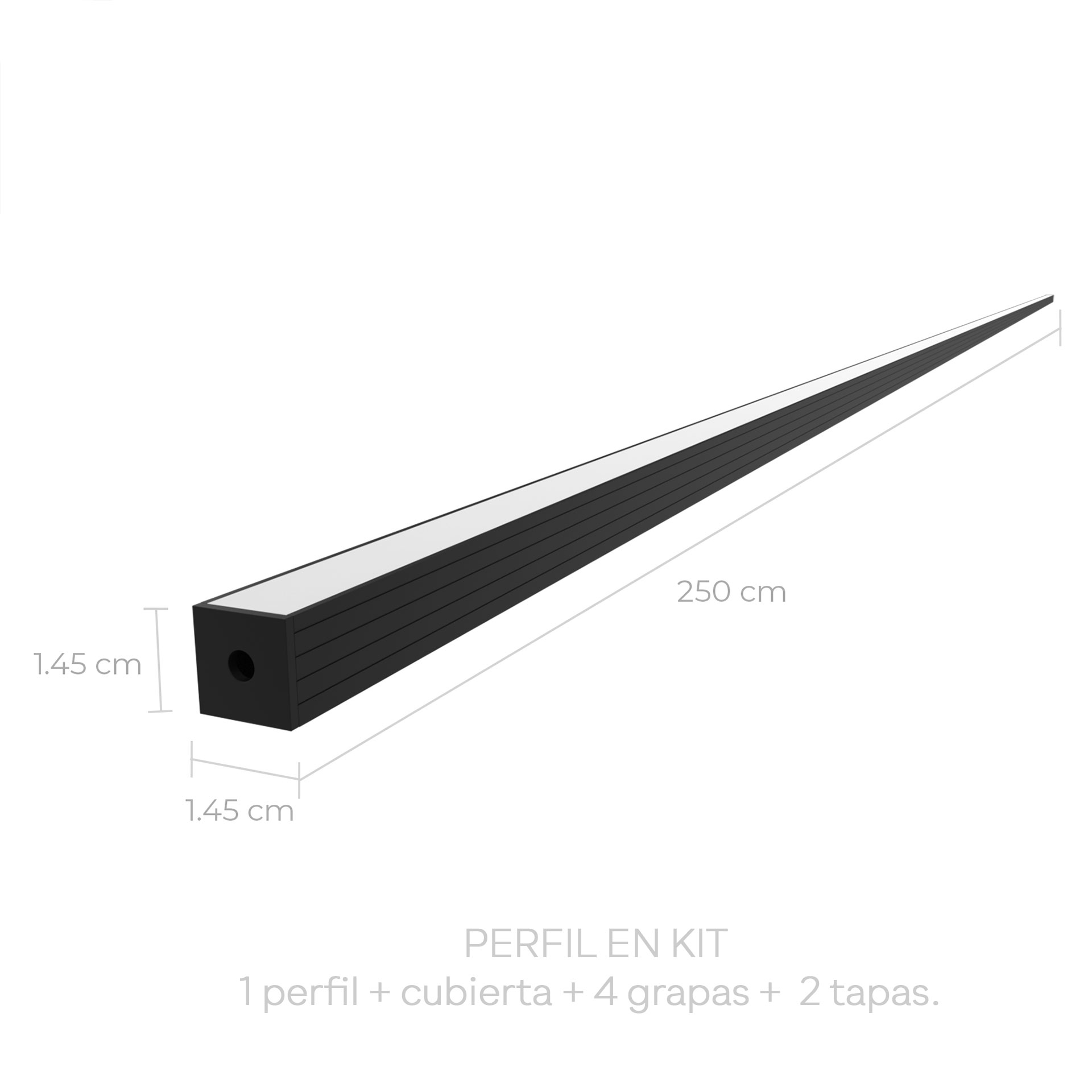 KIT de perfil lineal para sobreponer color negro