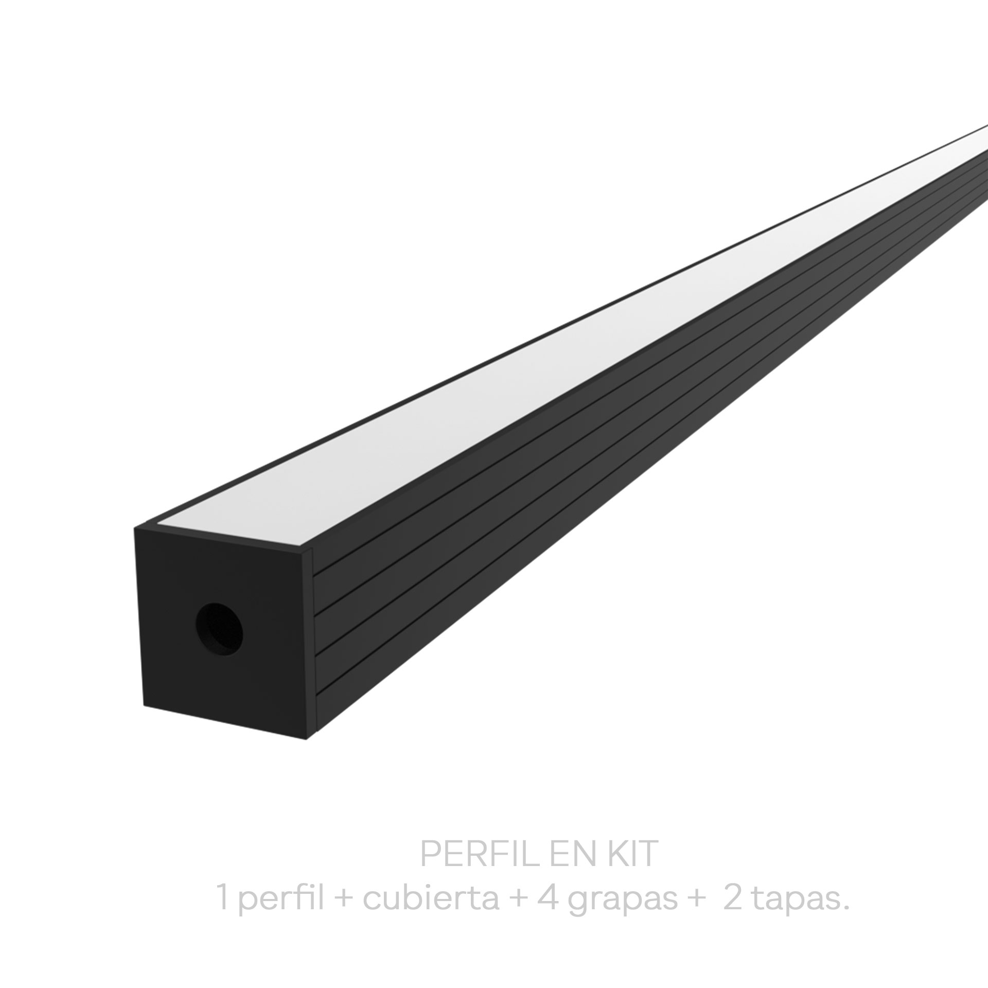 KIT de perfil lineal para sobreponer color negro