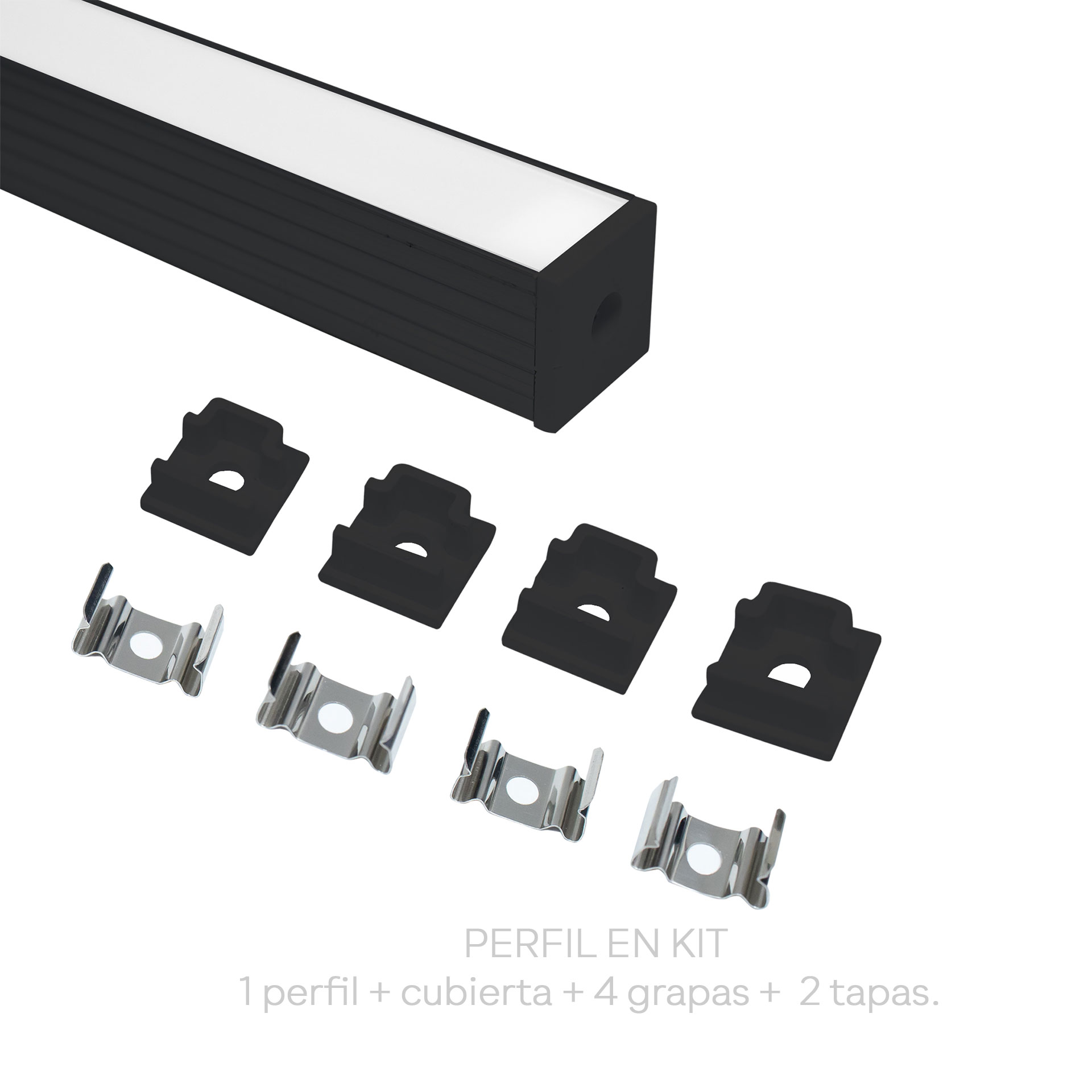 KIT de perfil lineal para sobreponer color negro