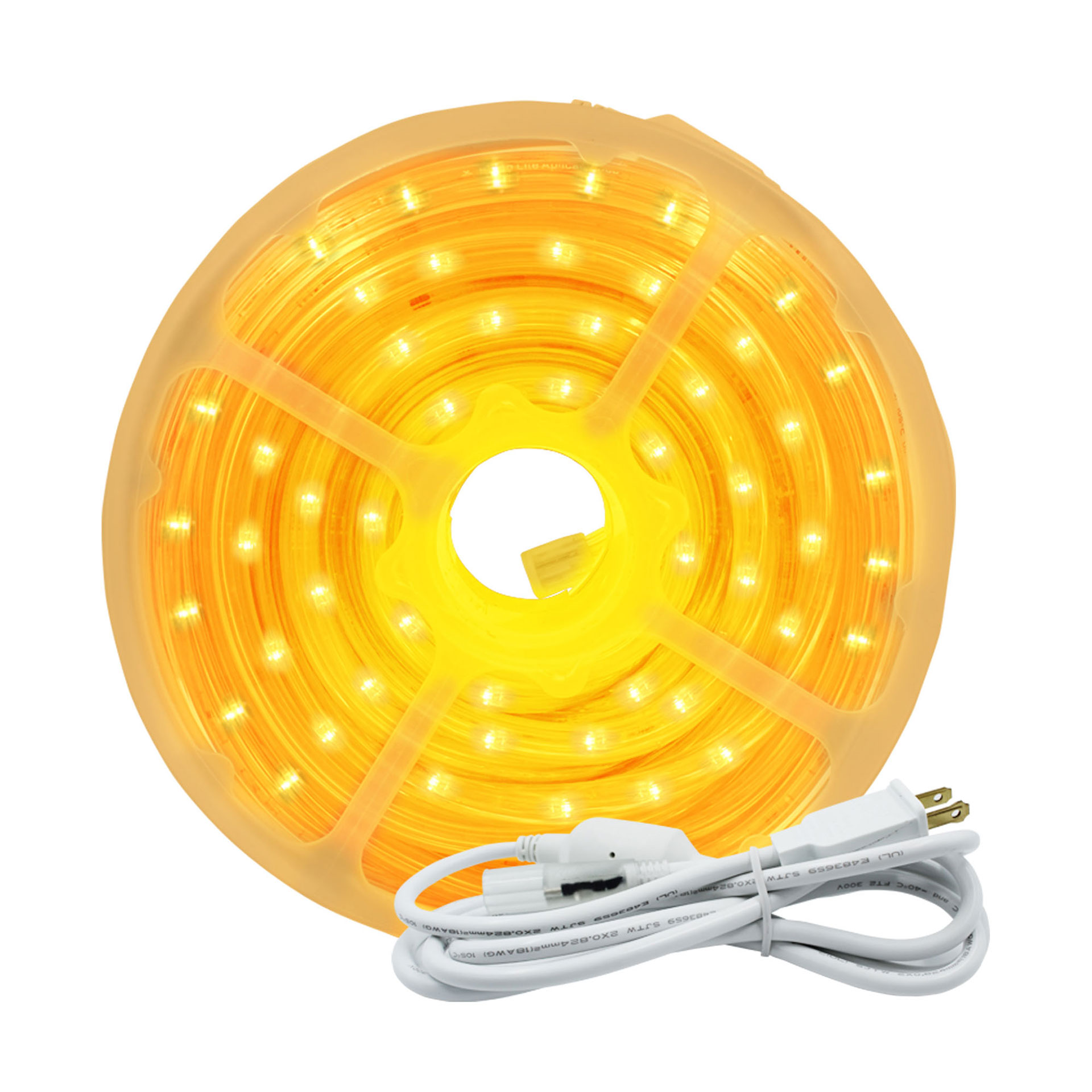 Manguera Redonda De Led 2 Hilos 25M 127V IP65 Blanco Cálido