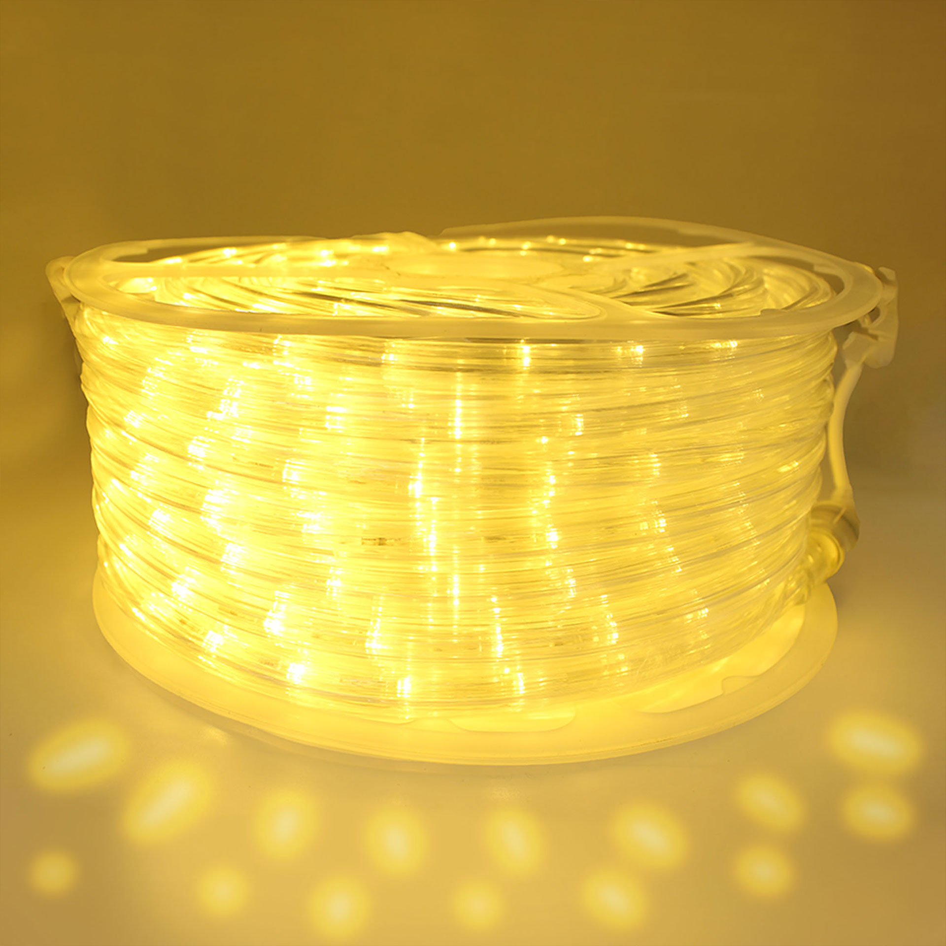 Manguera Redonda De Led 2 Hilos 25M 127V IP65 Blanco Cálido