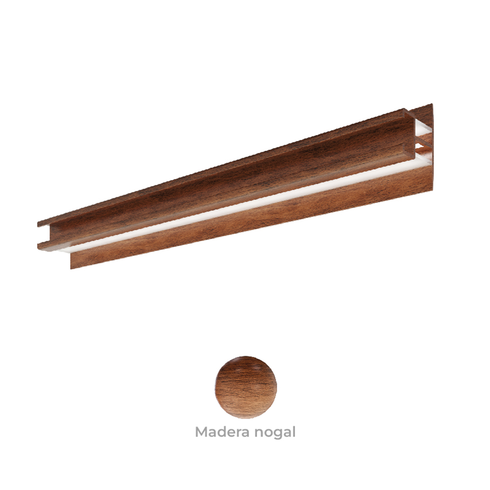 Luminario arbotante de 50cm en color madera nogal con iluminación blanco cálido