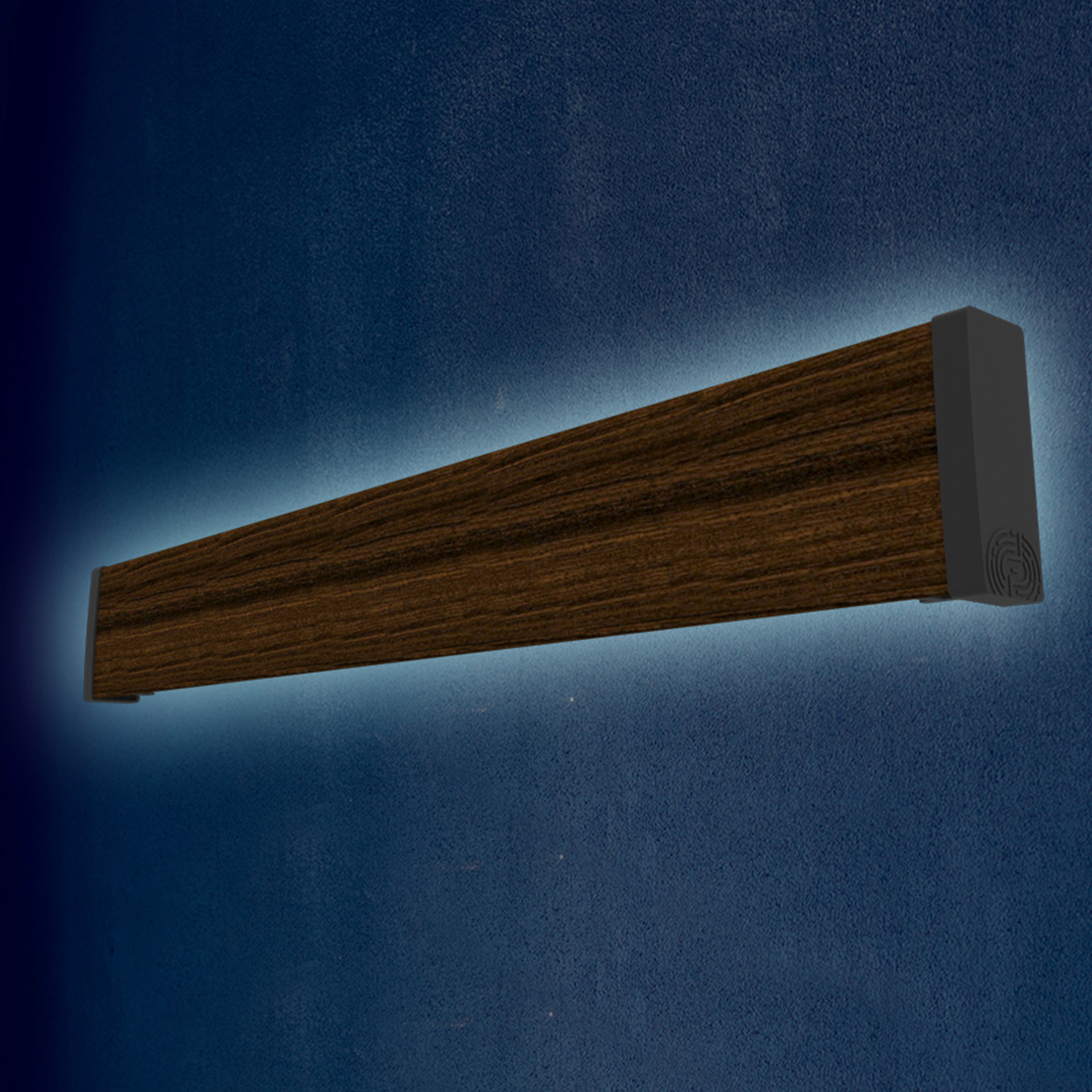 Luminario arbotante de 50cm en color madera obscura con iluminación luz de día