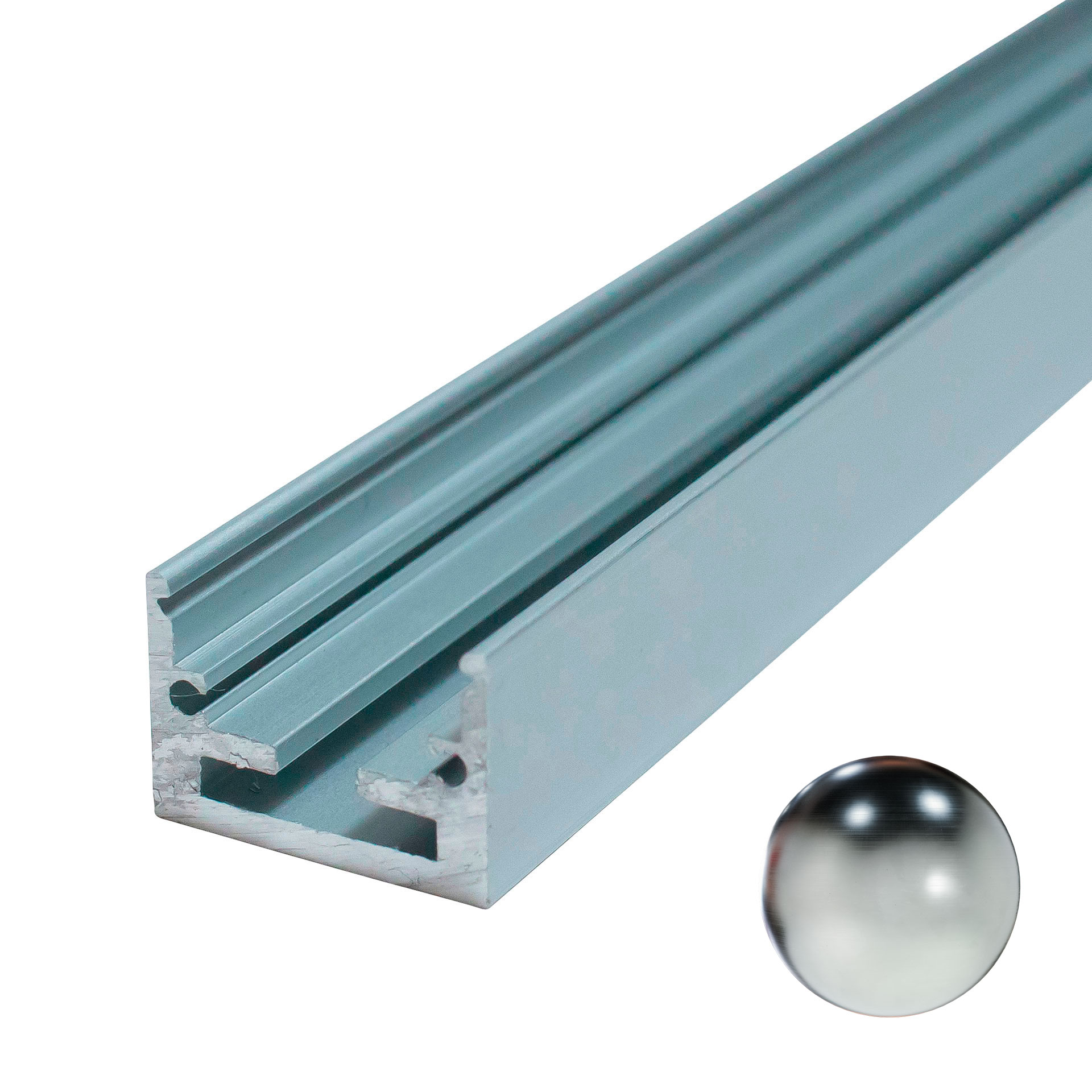 Perfil lineal de aluminio para sobreponer en color brillante natural