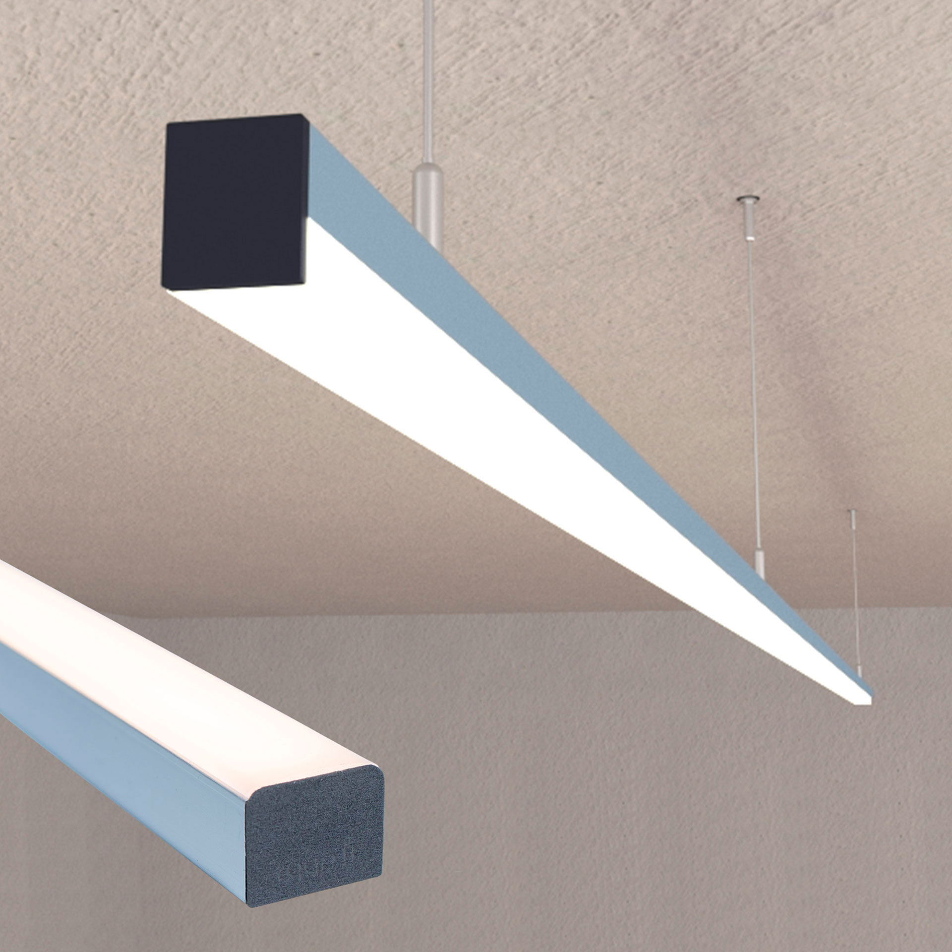 Perfil lineal de aluminio para sobreponer en color madera nogal