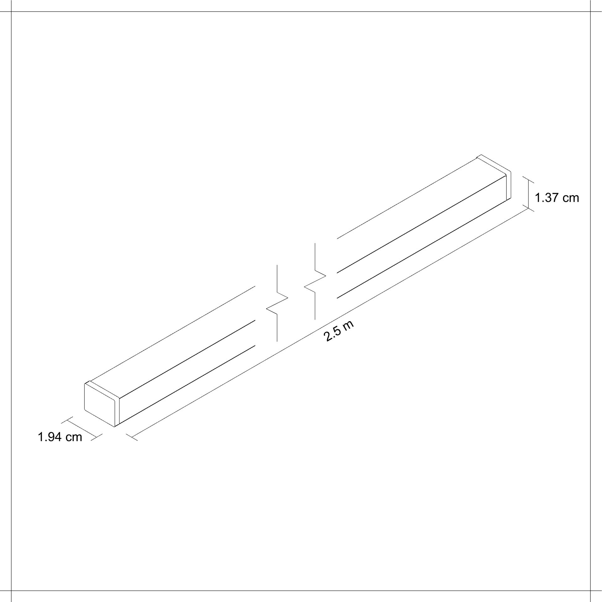 Perfil lineal de aluminio para sobreponer en color madera nogal