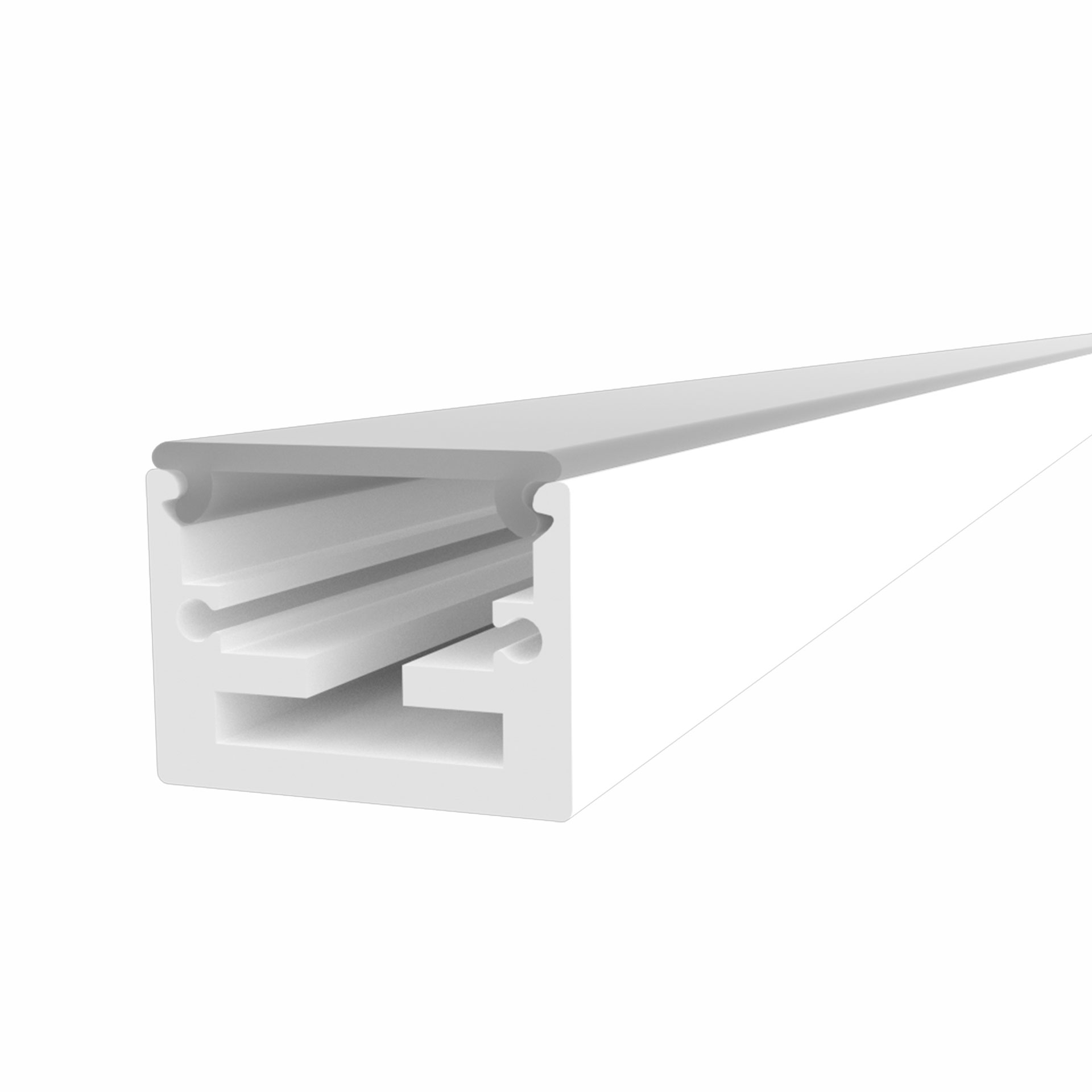 Perfil lineal de aluminio para sobreponer en color blanco