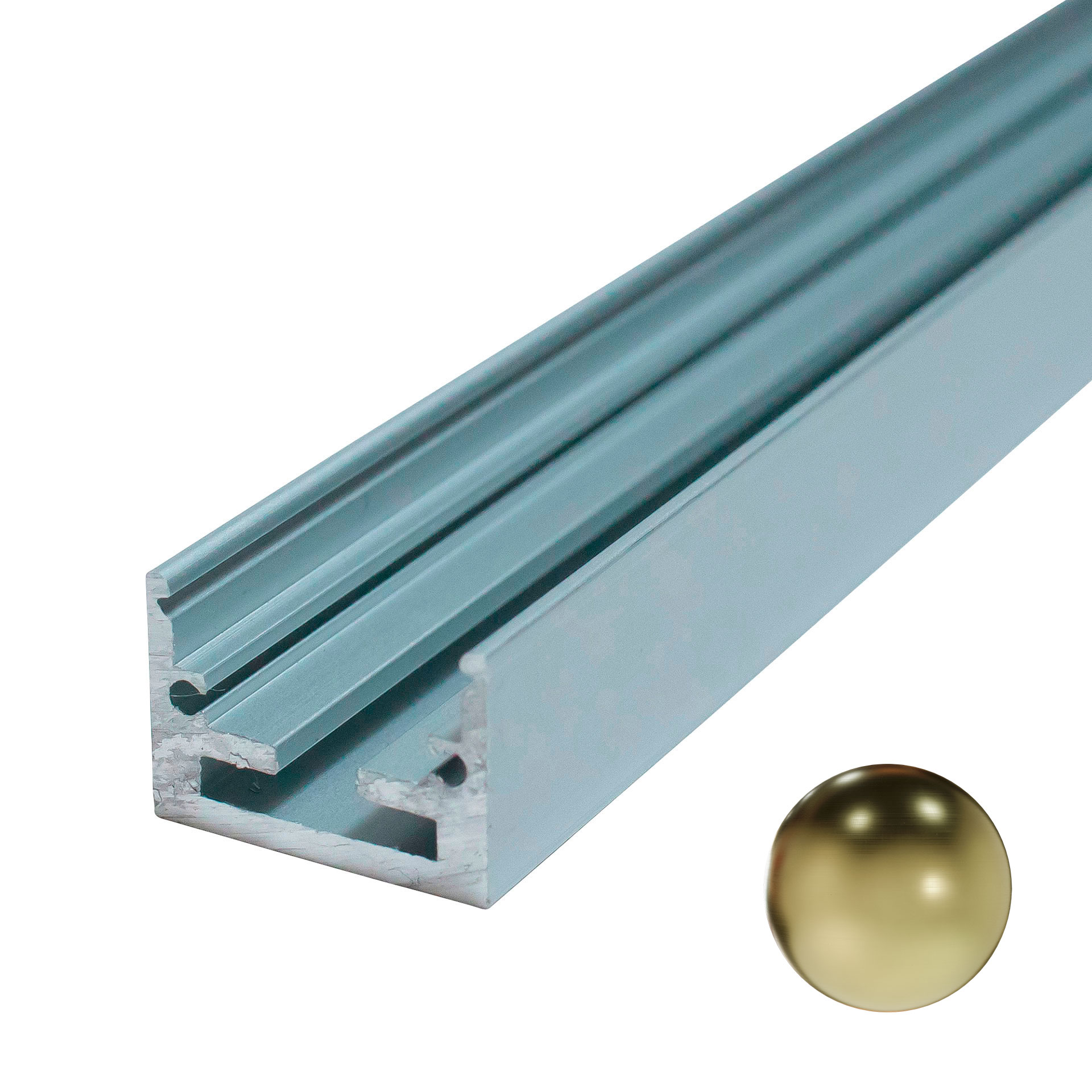 Perfil lineal de aluminio para sobreponer en color champagne