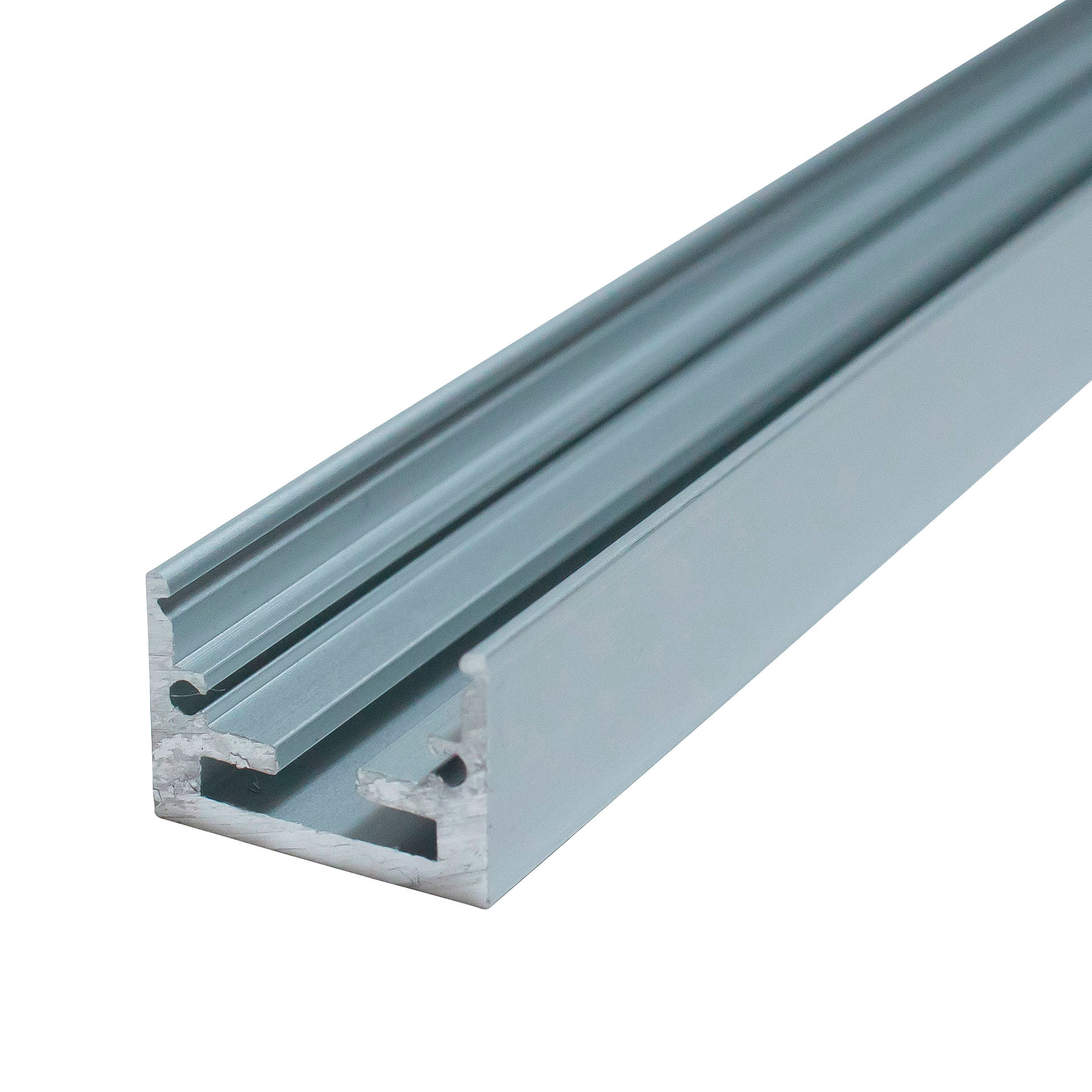 Perfil lineal de aluminio para sobreponer en color champagne