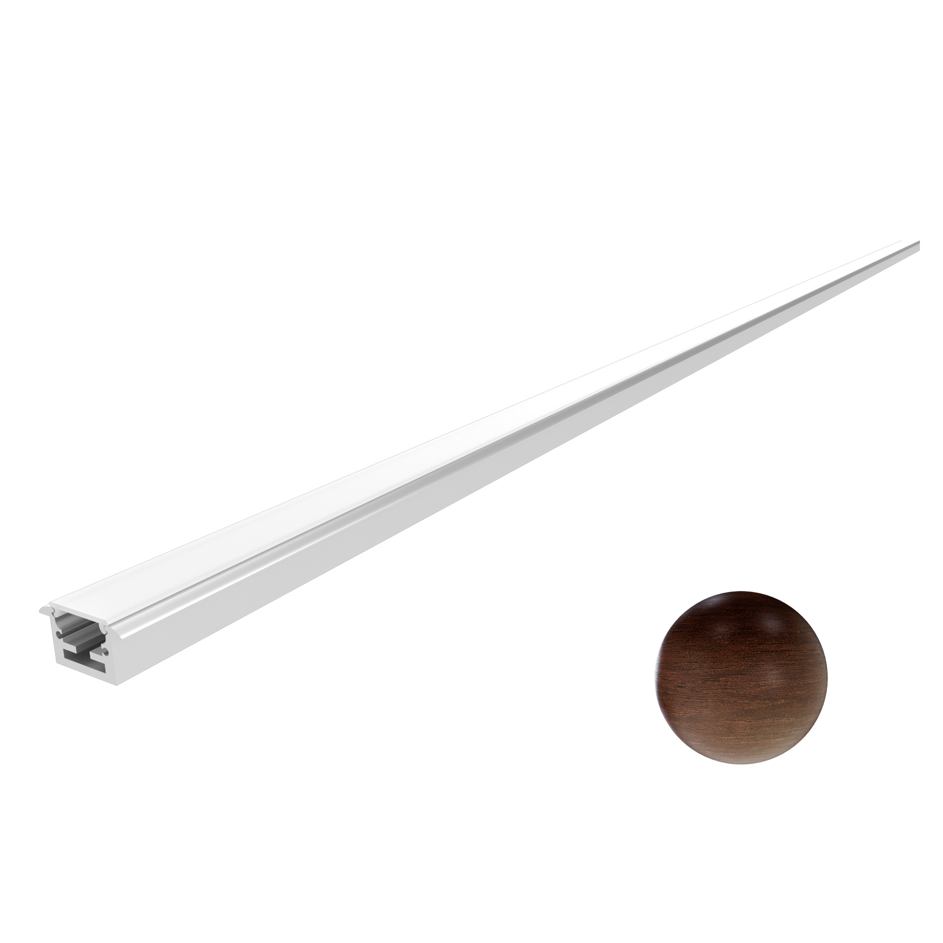 Perfil lineal de aluminio para empotrar en color madera obscura