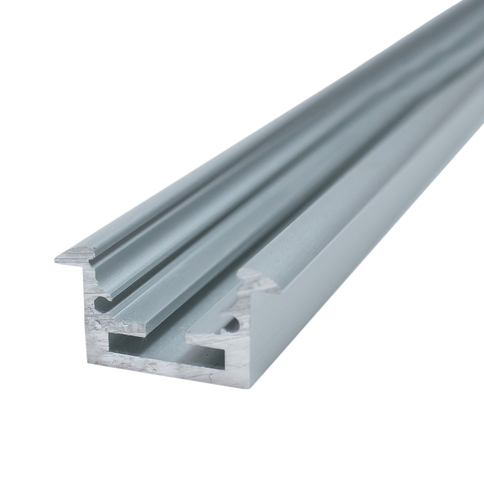 Perfil lineal de aluminio para empotrar en color madera obscura