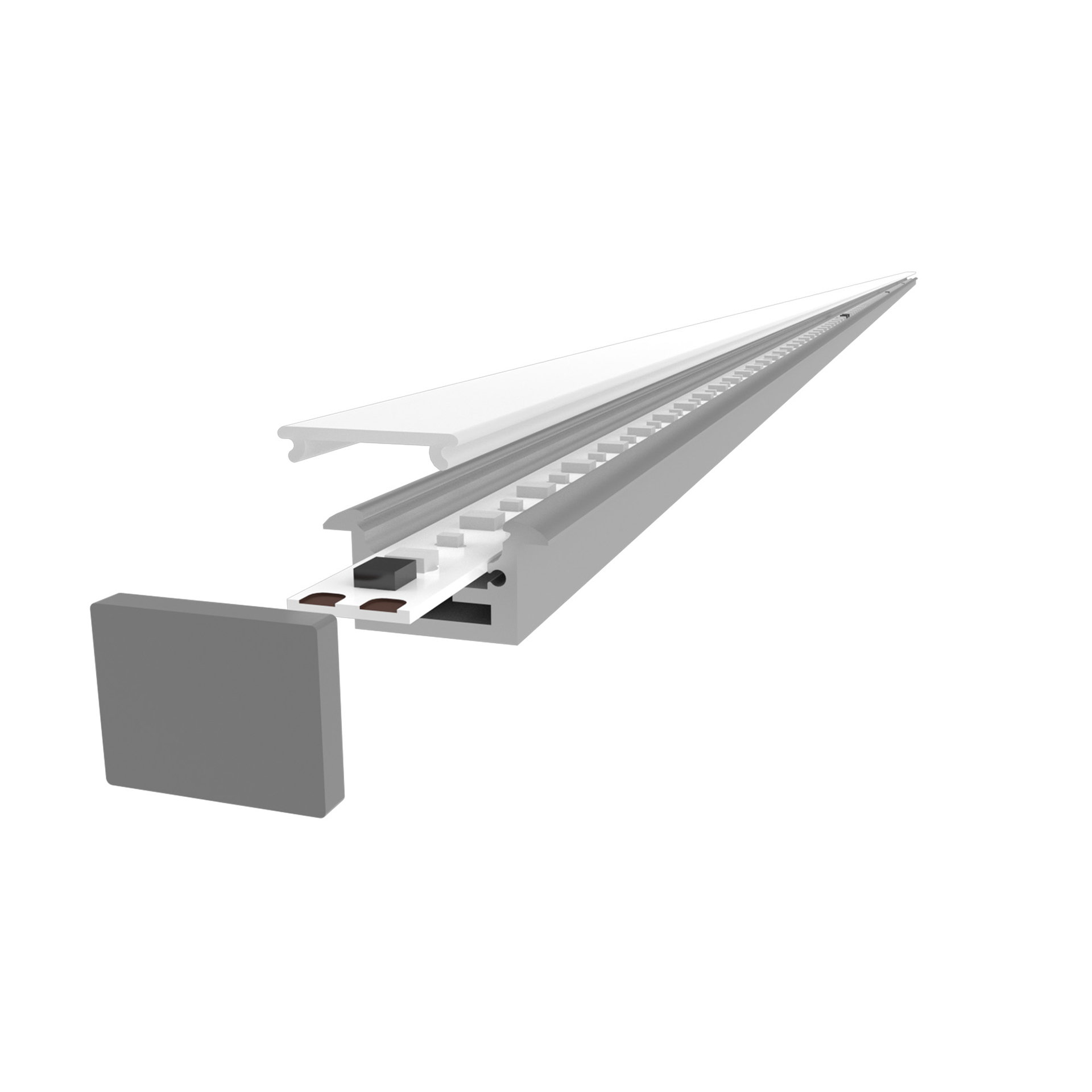 Perfil lineal de aluminio para empotrar en color madera obscura