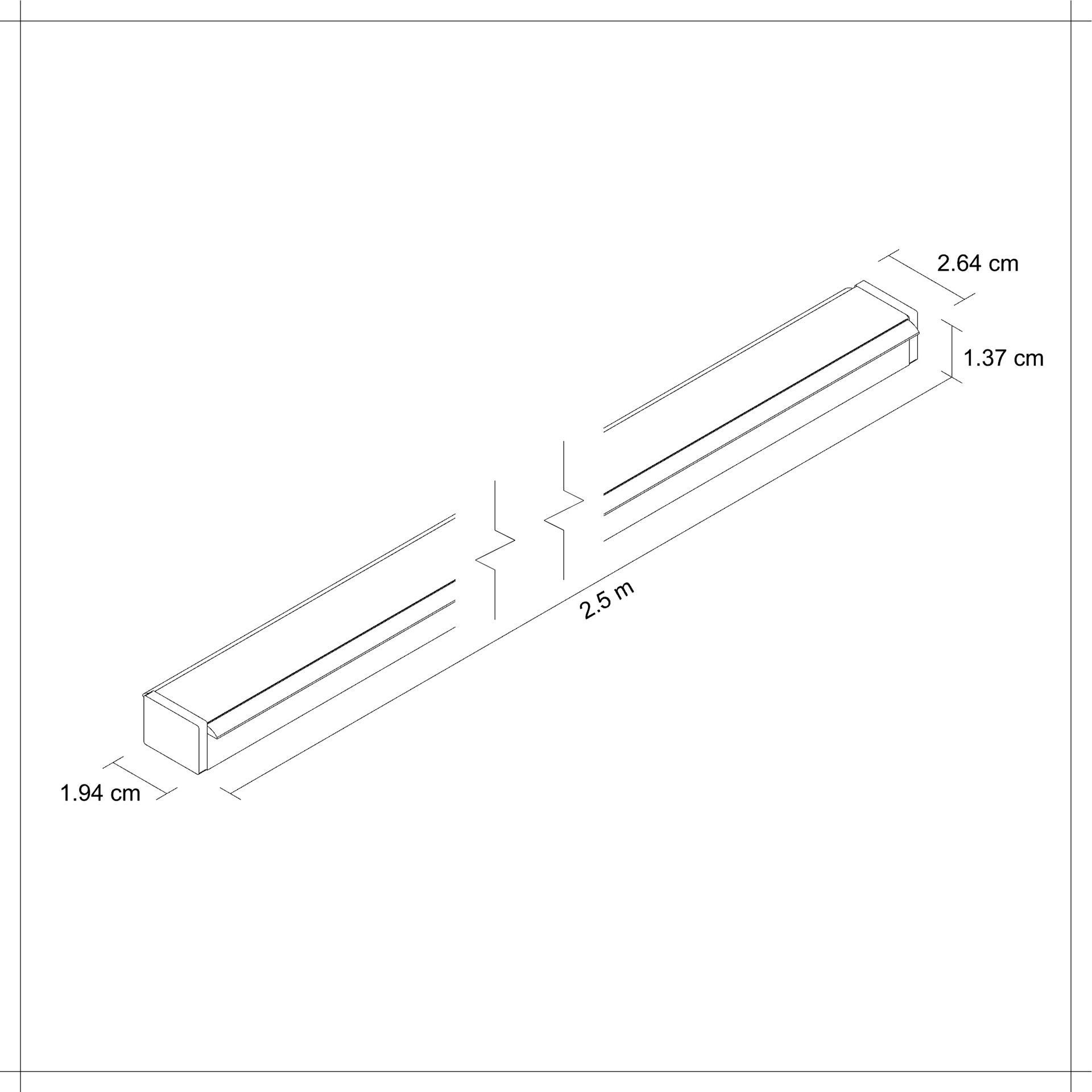 Perfil lineal de aluminio para empotrar en color madera obscura