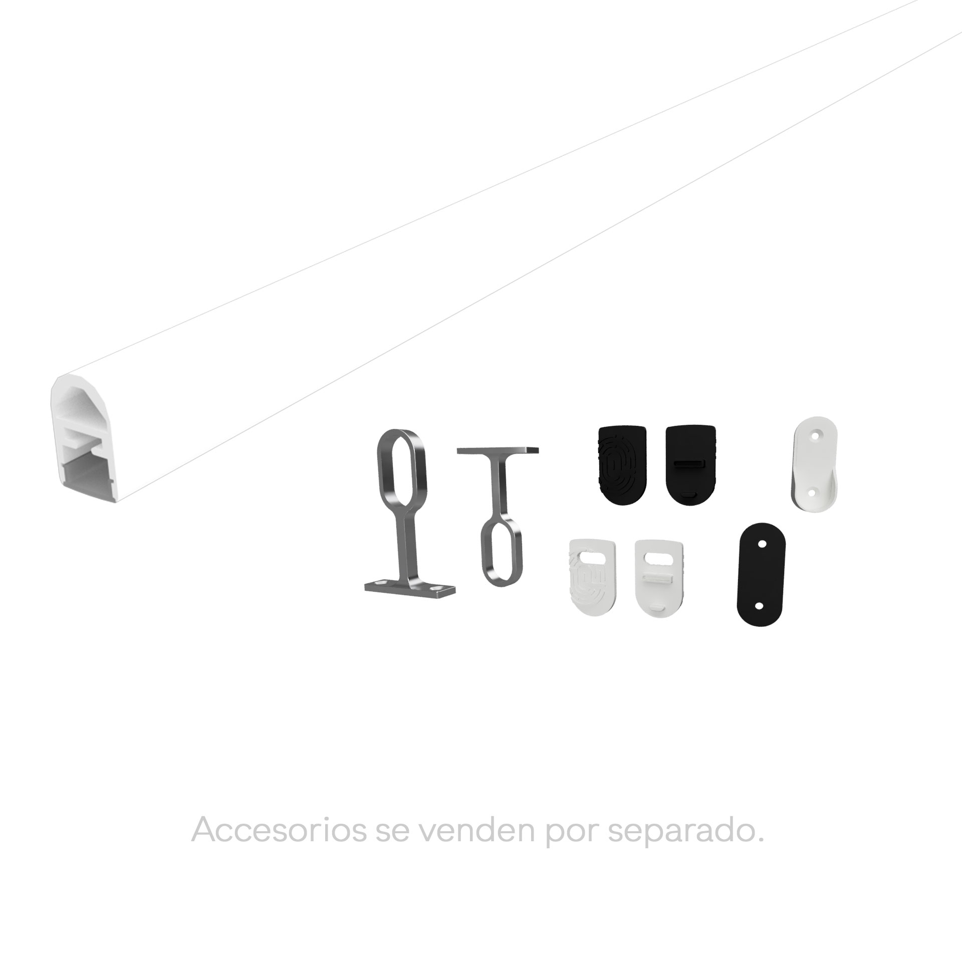 Perfil lineal de aluminio para closet en color blanco