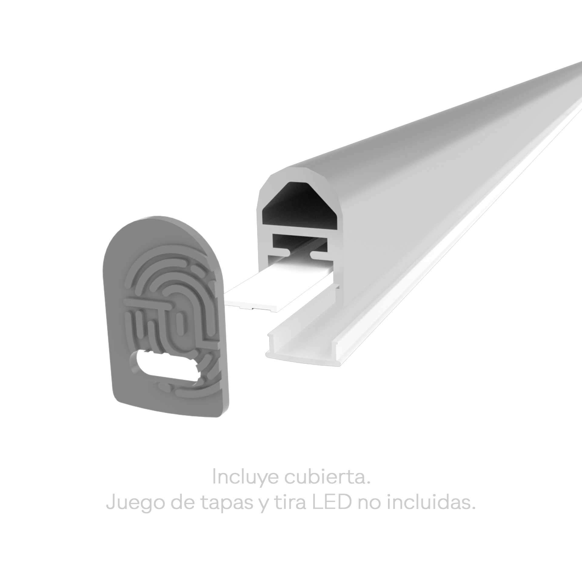 Perfil lineal de aluminio para closet en color blanco