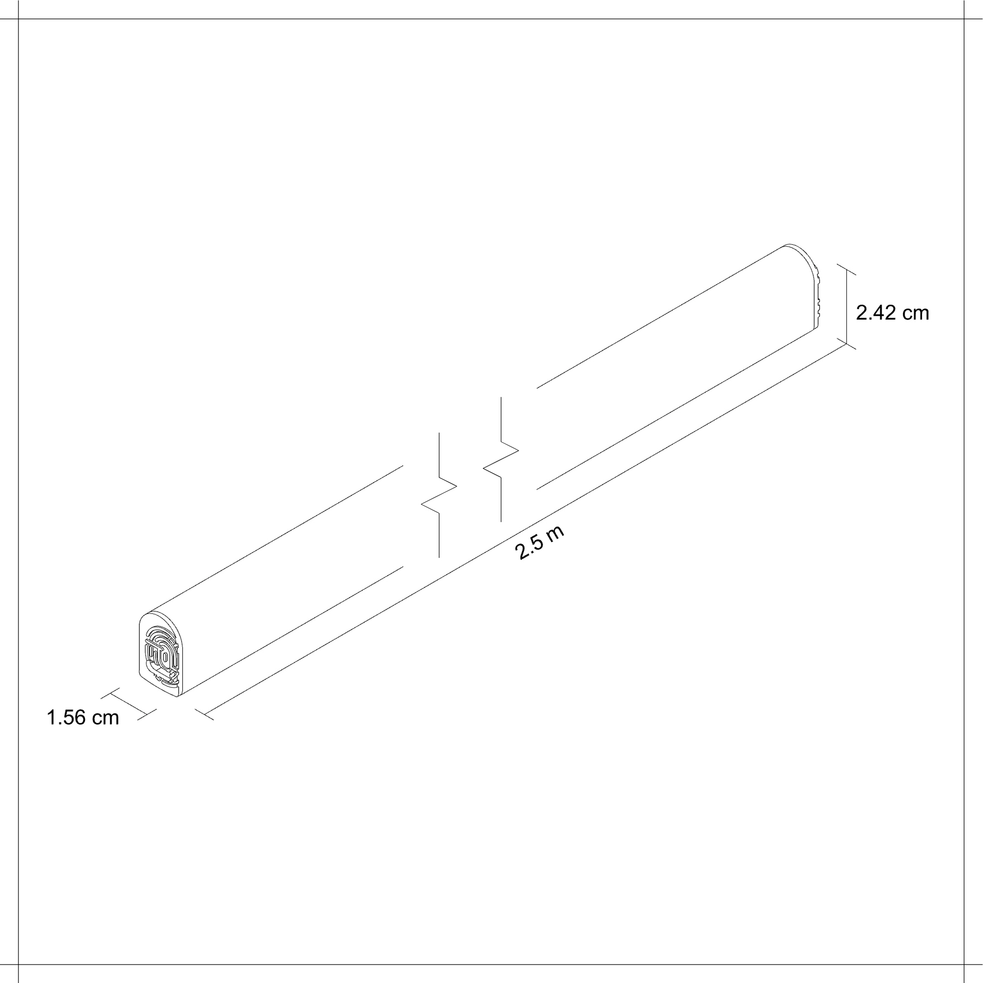 Perfil lineal de aluminio para closet en color madera obscura