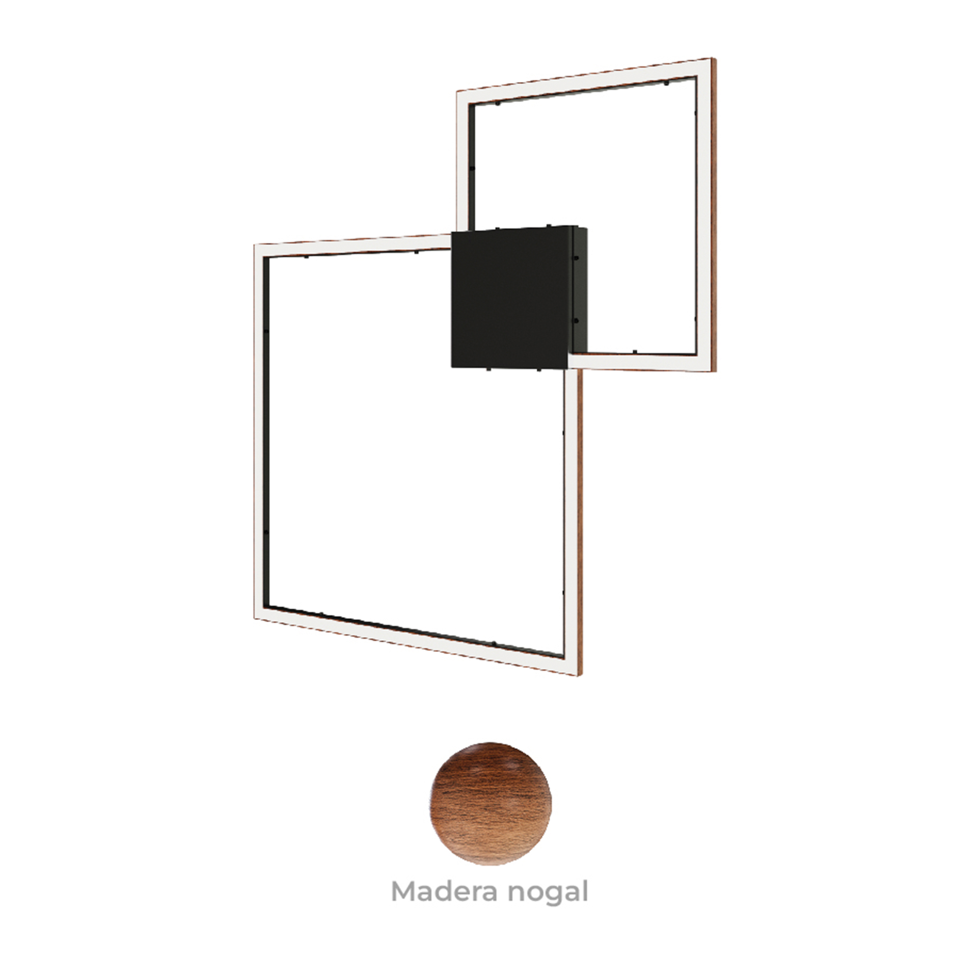 Luminarios de figuras geométricas para muro o techo en color madera nogal con iluminación blanco calido