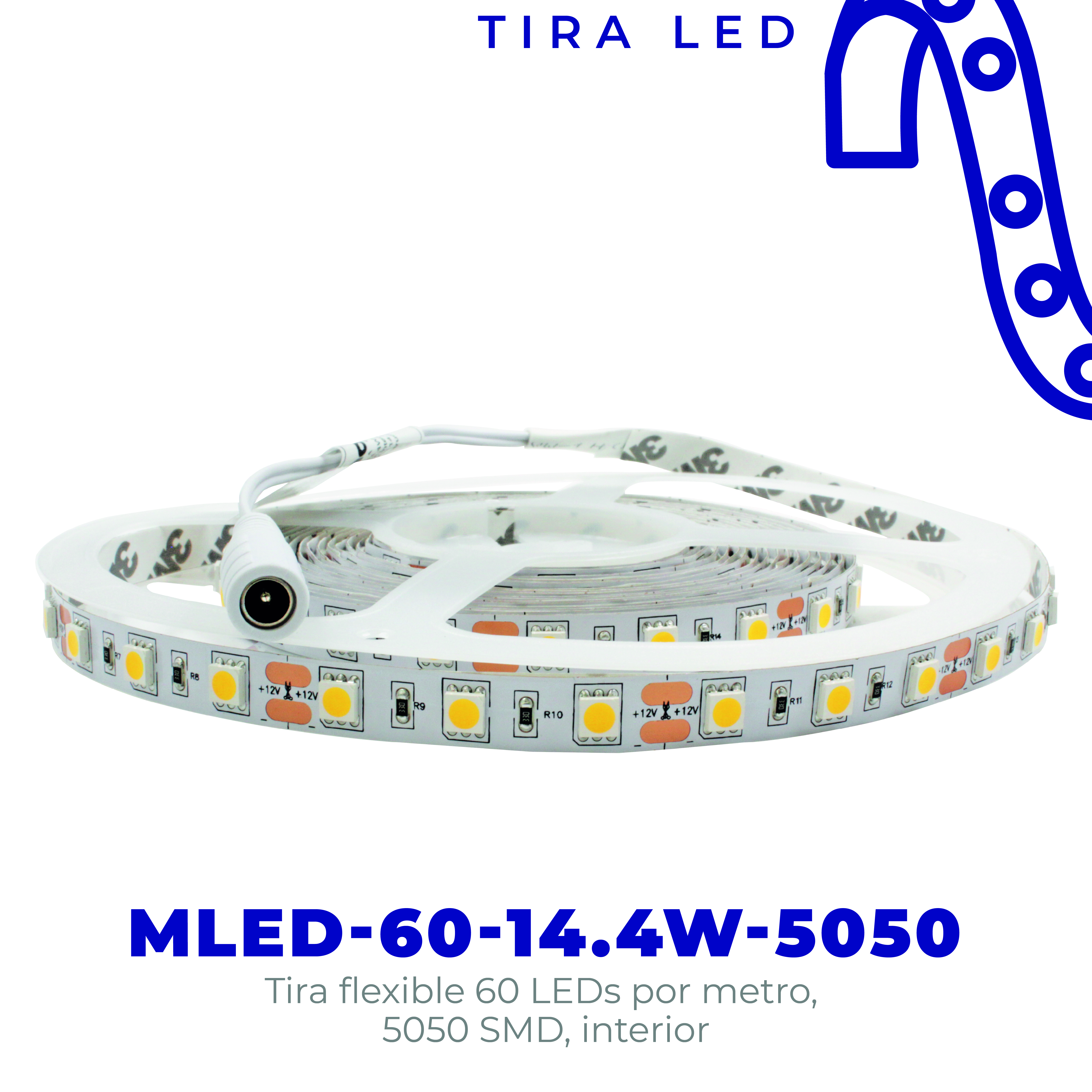 TIRA FLEXIBLE INTERIOR 60 LED 5050 BLANCO FRIO