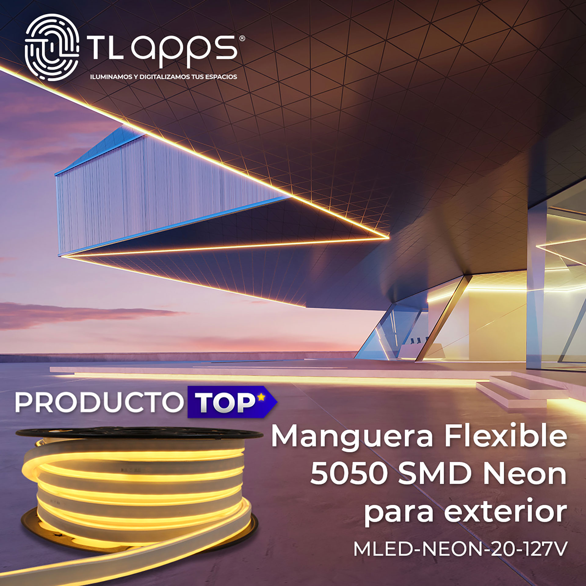 Manguera flexible 72 LEDs por metro, 5050 SMD NEÓN color verde exterior 20 m