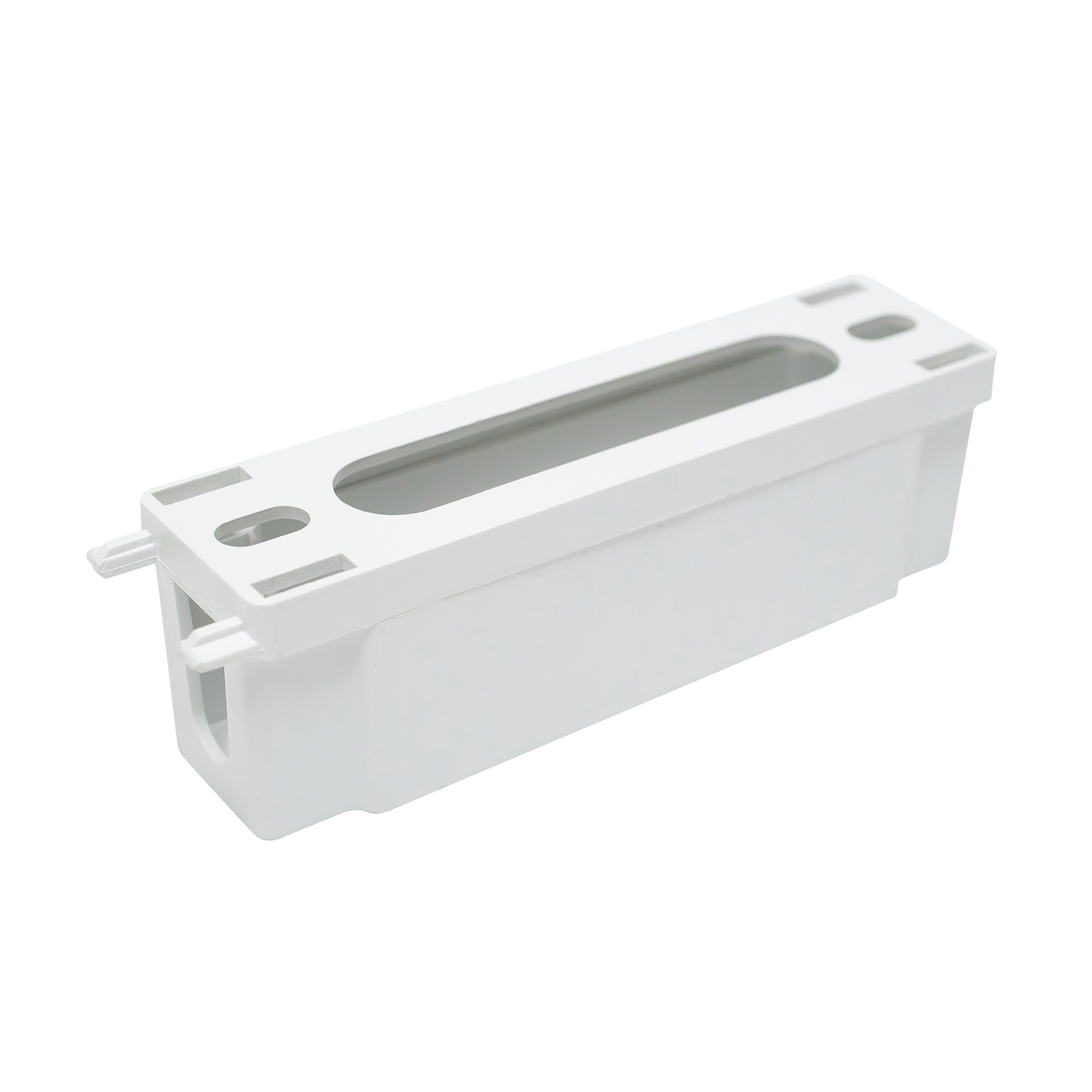 Tapa cubre salida de cable para base de tracklight slim en color blanco.