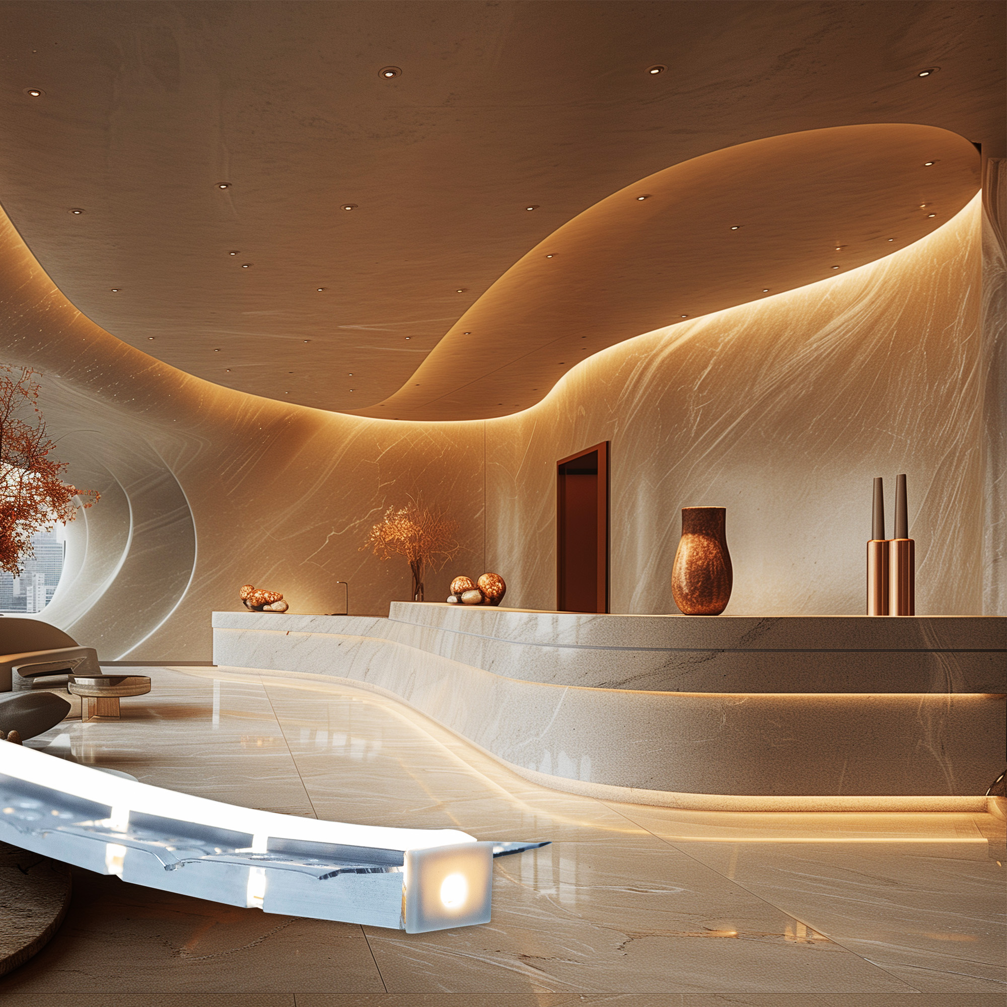 PERFIL LINEAL DE ALUMINIO FLEXIBLE PARA EMPOTRAR EN TABLAROCA EN COLOR ALUMINIO